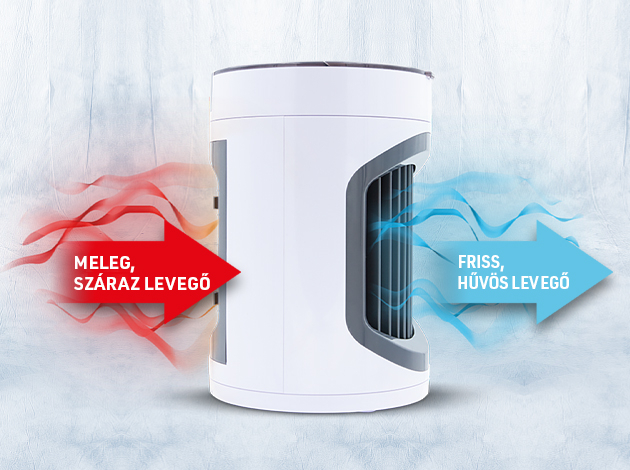Hydro-Chill technológia: forró, száraz levegő beszívása - friss, hideg levegő kibocsátása